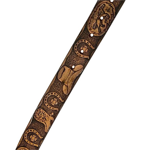 Womens Tooled Leather Western Belt 28 Buckle Cowgirl Rodeo BRENDA Personalized - Picture 6 of 11